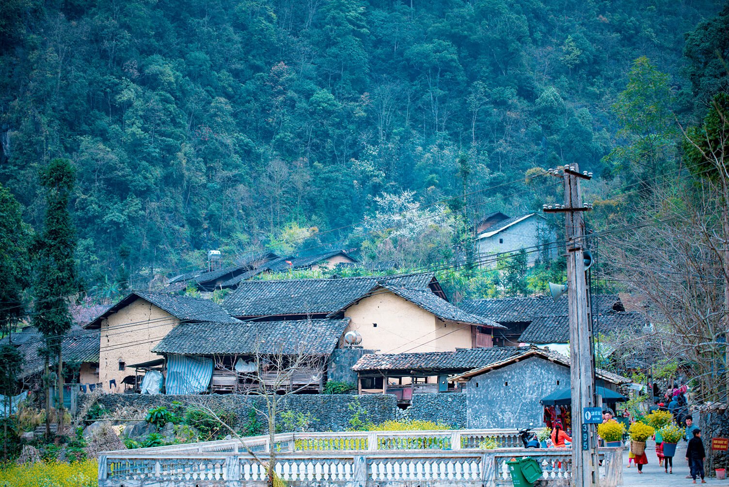 Traditional ethnic minority house in a mountain village along the Ha Giang Loop